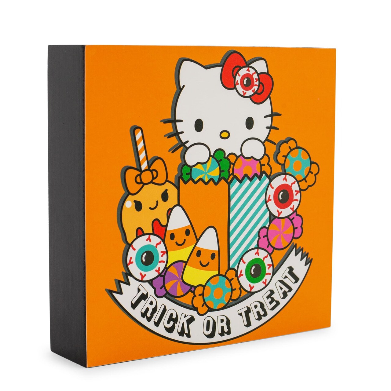 Sanrio Hello Kitty "Trick Or Treat" Wooden Box Sign | 6 x 6 Inches